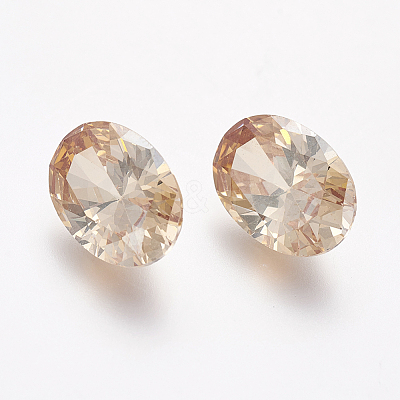 Electroplated Cubic Zirconia Pointed Back Cabochons ZIRC-I024-07-1