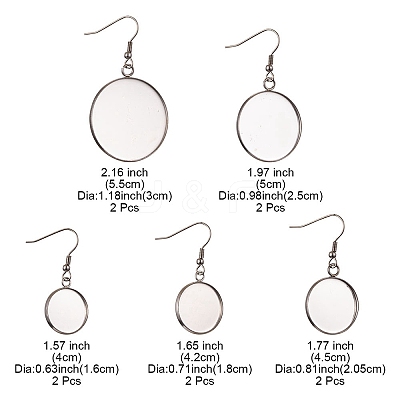 10Pcs 5 Size 304 Stainless Steel Earring Hooks STAS-YW0001-73-1