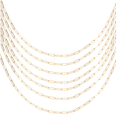 10Pcs Stainless Steel Paperclip Chain Necklaces for Women Men NJEW-SC0001-38G-1