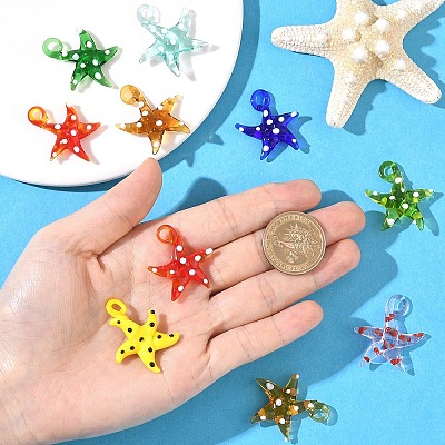 5Pcs Handmade Lampwork Pendants LAMP-YW0001-85-1