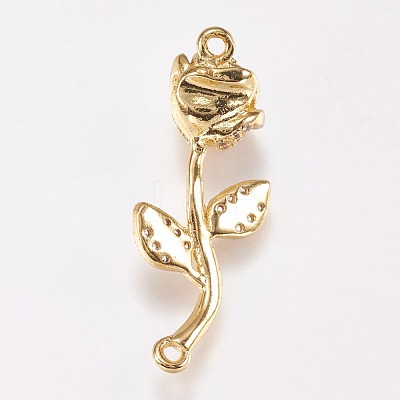 Brass Micro Pave Cubic Zirconia Flower Links ZIRC-A009-64G-1