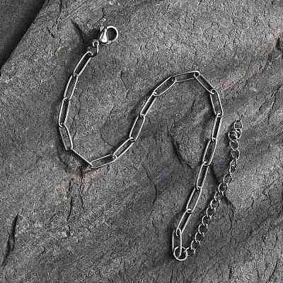 Tarnish Resistant 304 Stainless Steel Paperclip Chain Bracelet for Men Women BJEW-E031-03P-05-1