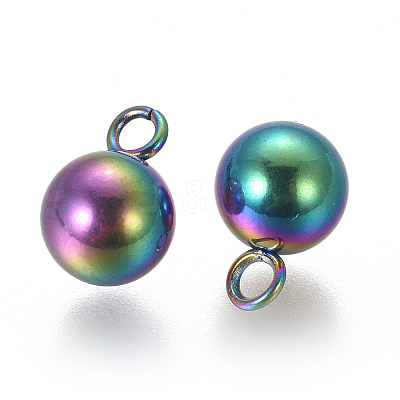 Ion Plating(IP) 304 Stainless Steel Sphere Charms STAS-F225-20-M-1