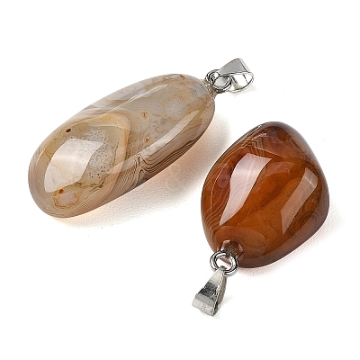 Natural Banded Agate Tumbled Stone Pendants GG-K002-06D-1