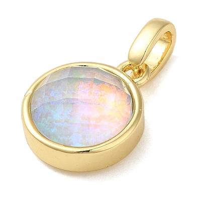 Rack Plating Brass with Synthetic Opal Pendants KK-S370-06G-02-1