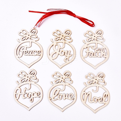 Wooden Pendant Decorations AJEW-WH0110-01-1