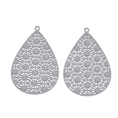 430 Stainless Steel Filigree Pendants STAS-S108-25A-01-1