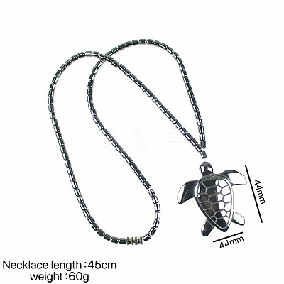 Vintage Synthetic Non-magnetic Hematite Pendant Column Beaded Necklaces IV0667-1-1