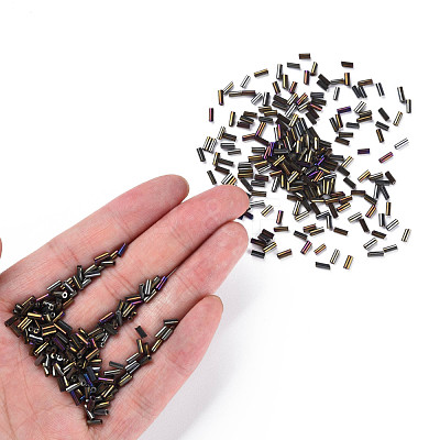 Metallic Colours Glass Bugle Beads SEED-N005-001-D03-1