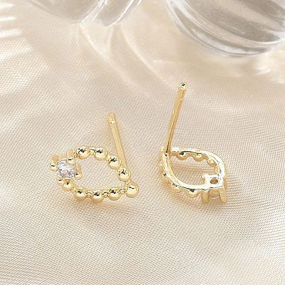 Brass Glass Stud Earrings EJEW-Q014-22G-1