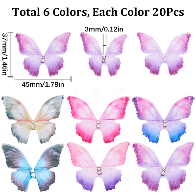 120Pcs 6 Colors Gradient Color Double Layer Fibre Tulle Ornament Accessories FIND-SC0005-82-1