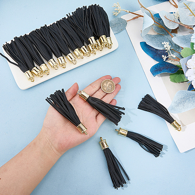 18Pcs PU Imitation Leather Tassel Pendants FIND-CL0001-71A-1