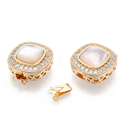 Brass Micro Pave Clear Cubic Zirconia Box Clasps KK-C031-15G-1