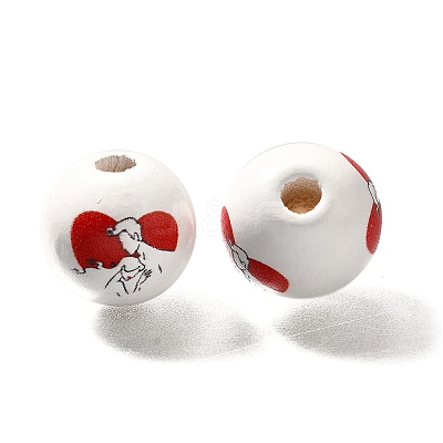 Valentine's Day Element Printed Wood Beads WOOD-R002-01-01-1