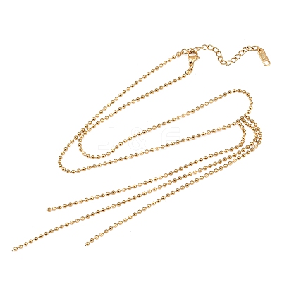 304 Stainless Steel Ball Chain Tassel Y Necklaces for Women NJEW-Z104-01G-1