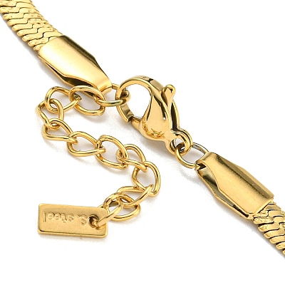 Ion Plating(IP) 304 Stainless Steel Herringbone Chain Bracelets for Women BJEW-A017-01G-1