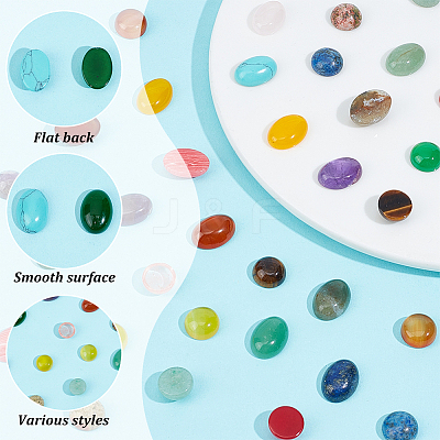 40Pcs 20 Styles Mixed Gemstone Cabochons G-HY0001-54-1