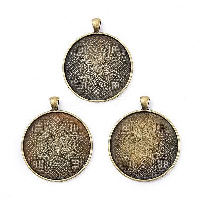 Tibetan Style Flat Round Alloy Big Pendant Cabochon Settings LS-X-TIBEP-Q049-09AB-NR-1