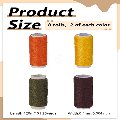 8 Rolls 4 Colors 402 Polyester Sewing Thread Cords for Cloth or DIY Craft OCOR-LP0001-49-1