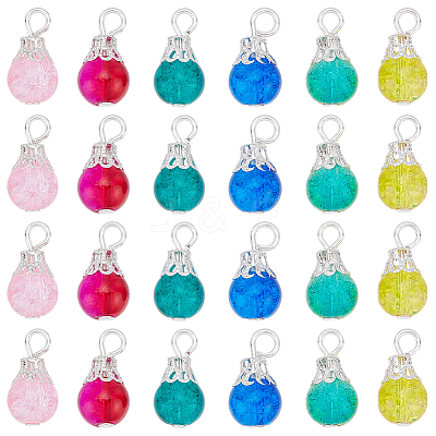 96Pcs 2 Bags 6 Colors Crack Glass Bead Pendants GLAA-BM0001-03-1