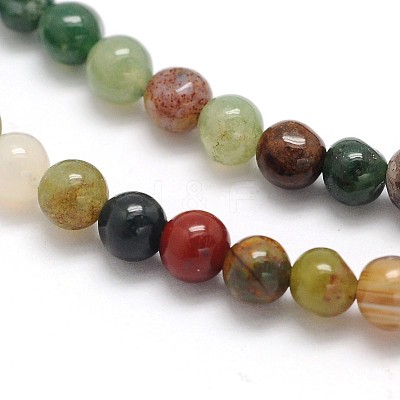 Natural Indian Agate Round Beads Strands G-N0166-23-3mm-1