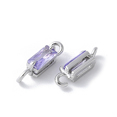Brass Pave Cubic Zirconia Connector Charms KK-F892-53P-11-1