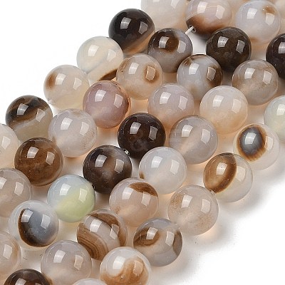 Natural Dendritic Agate Beads Strands G-A248-A07-03-1