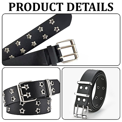 1Pc Star Eyelet PU Leather Waist Belts for Jeans AJEW-CL0005-63-1