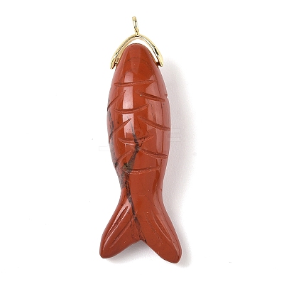 Natural Red Jasper Carved Pendants G-P599-08G-05-1