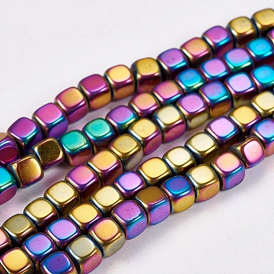 Electroplate Non-magnetic Synthetic Hematite Beads Strands X-G-J172-4x4mm-03-1