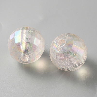 UV Plating Rainbow Iridescent Acrylic Beads OACR-TAC0004-02C-1