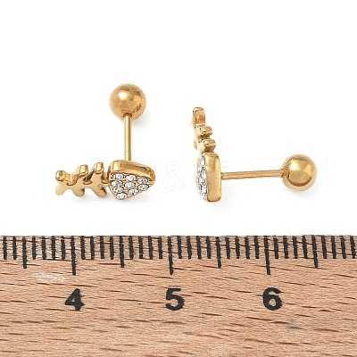 304 Stainless Steel Crystal Rhinestone Animal Cartilage Earrings SA-CBA1F7E-01G-09-1