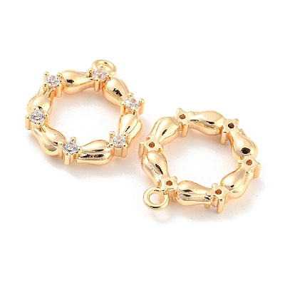 Brass Micro Pave Cubic Zirconia Pendants X-KK-E090-21G-1