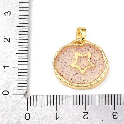 Transparent Epoxy Resin Brass Pendants LS-KK-B163-01G-04-1