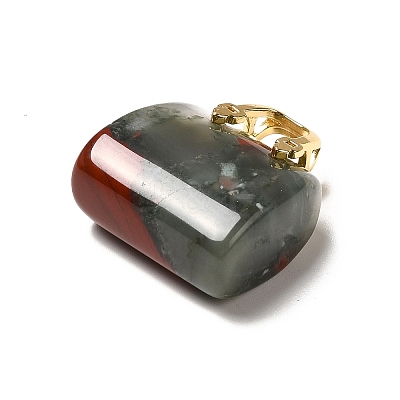 Natural African Bloodstone Brass Pendants KK-E274-01G-20-1