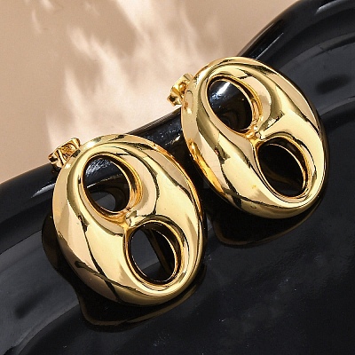 Oval 304 Stainless Steel Stud Earrings EJEW-A125-79B-G-1