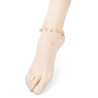 Brass Bar Link Chain Anklets AJEW-AN00319-02-1