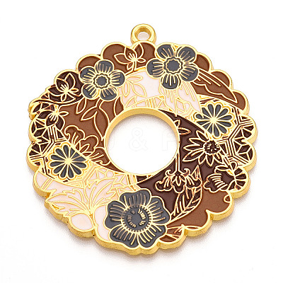 Rack Plating Alloy Enamel Big Pendants ENAM-N056-394B-G-1