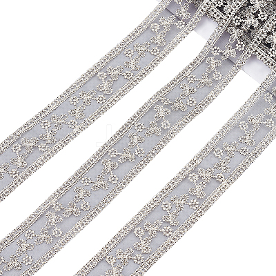 Polyester Hollow Embroidered Lace Trim OCOR-WH0079-13B-1