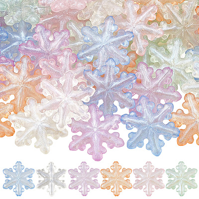 36Pcs 6 Colors Luminous Transparent Acrylic Beads OACR-SC0002-79-1