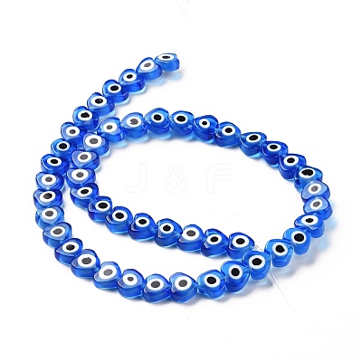 Handmade Evil Eye Lampwork Beads Strands LAMP-F023-B12-1