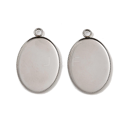 304 Stainless Steel Pendant Cabochon Settings X-STAS-NH0002-01A-P-1