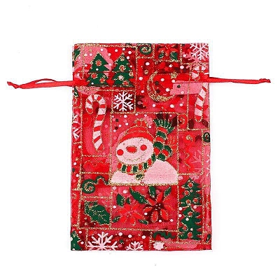 Organza Printed Gift Bags with Drawstring PW-WG00D7C-10-1