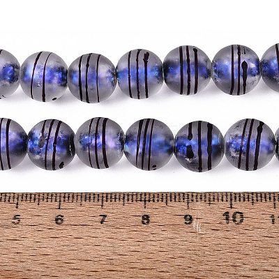 Frosted Handmade Foil Glass Beads Strands FOIL-Q002-02A-1