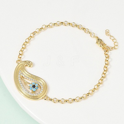 Brass Micro Pave Cubic Zirconia Link Bracelets BJEW-H202-03G-1