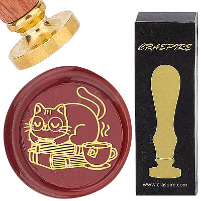 Brass Wax Seal Stamps with Wood Handle AJEW-WH0412-0058-1