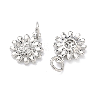 Brass Micro Pave Clear Cubic Zirconia Pendants KK-P349-10P-1