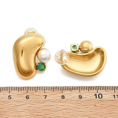 304 Stainless Steel Stud Earrings EJEW-R020-01G-02-1