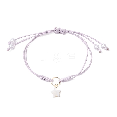 4Pcs 4 Colors Star Freshwater Shell Charm Bracelets BJEW-JB12415-1