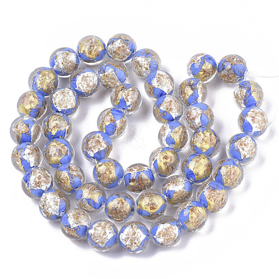 Handmade Gold Sand Lampwork Bead Strands FOIL-T003-01B-1